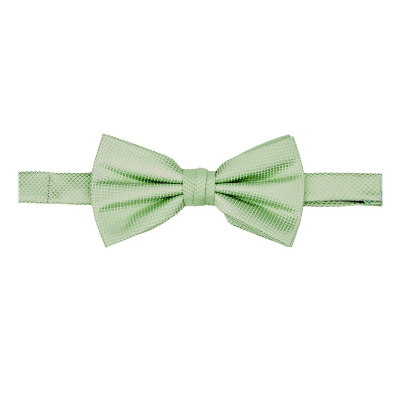 Jacob Alexander Men's Woven Subtle Mini Squares Adjustable Pre-Tied Banded Bow Tie - Sage Green - Image 1